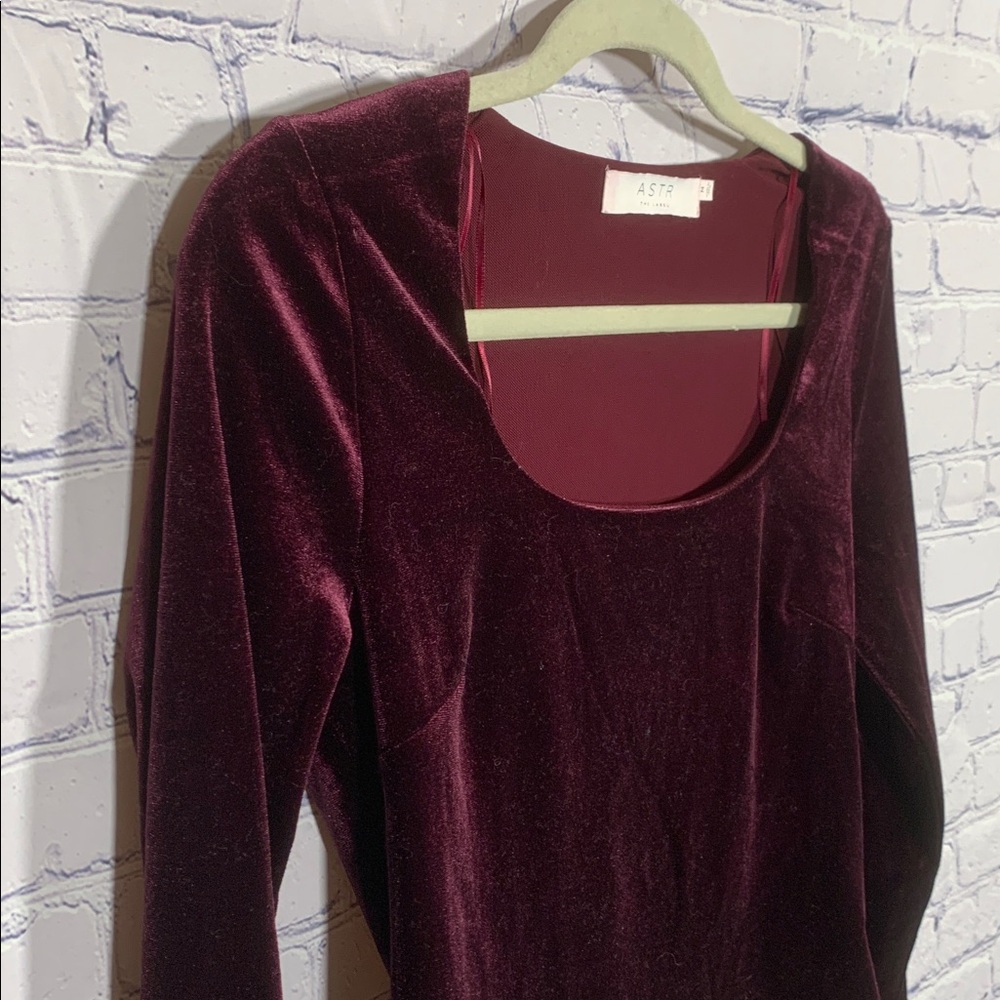 Astr Womens Velvet long Sleeve Crop Top in Eggplant Sz M Whimsigoth Fairy Grunge - Picture 2 of 5